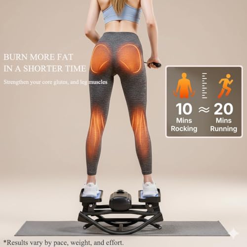 2026 New Rock Stepper Side to Side with Digital Display-Low Impact Rocking Stepper for Core & Glutes, Whisper Quiet for Home & Office Workout, Equipped with Resistance Bands and Floor Mats (330lbs)