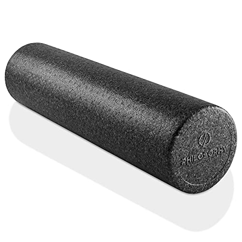 Philosophy Gym 24" High-Density Foam Roller for Exercise, Massage, Muscle Recovery - Round, Black - color: Black, size: 24 Inch