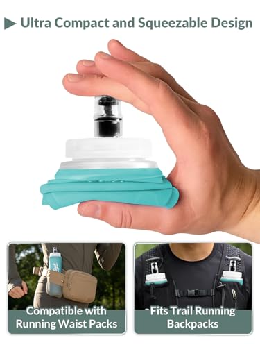 Runlight 500ml Soft Flask, 1 Pack TPU Easy Squeeze Sports Bottles,Running Vest, Leak Proof Folding Water Bottle for Hiking Cycling Climbing Jogging