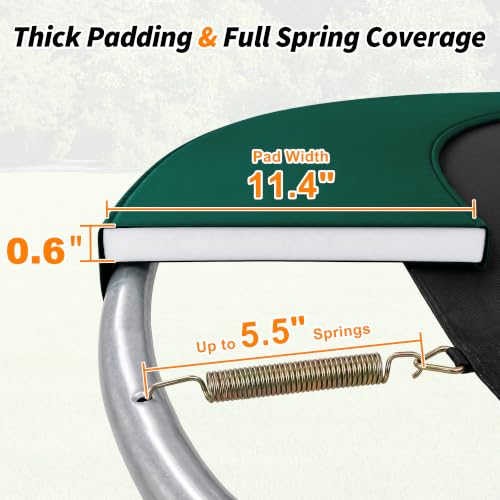 Exacme Double-Sided Round Trampoline Spring Cover, Replacement Safety Pad - color: Dark Green, size: 10FT