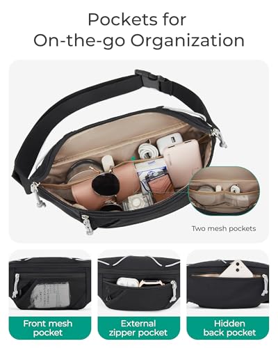 BAGSMART Fanny Packs for Women, Belt Bag for Traveling Hiking, Beige - color: A-beige