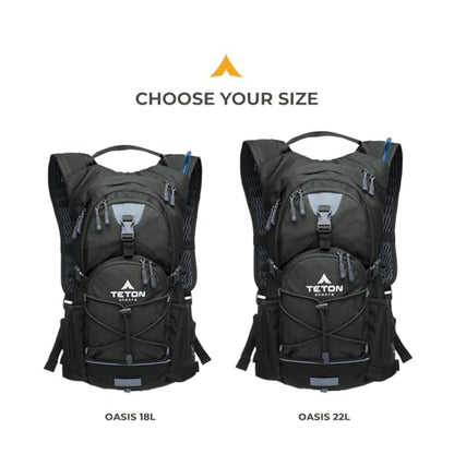 Teton Oasis/Trailrunner Hydration Backpack – Lightweight Water Pack with 2L/3L Bladder for Hiking, Running, Cycling, Biking 18L/22L Sizes – Sewn-in Rain Cover – Fits Men and Women - color: Deep Teal, size: 18 Liters