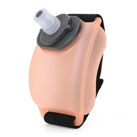 Wrist Sports Water Bottles, Outdoor Wearable HandsFree Silicone 7 Oz Running Water Bottle, Sports Portable Fitness Marathon Rock Climbing Cycling Cup Suitable for Travel Camping Jogging Hiking (Pink) - color: Pink
