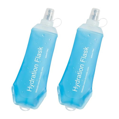 CLINTT 500ml Soft Flask, Foldable Running Water Bottle, TPU Folding Soft Water Flask, BPA-Free Collapsible Flask for Hydration Pack Running Vest, Cycling, Climbing, Hiking - 2Pcs, Blue - color: 2pcs,500ml blue