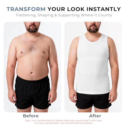 Sleeveless Compression Shirt Men Slimming Body Shaper Vest Mens Compression Tank Top Undershirt Shapewear Tummy Control - color: White+white, size: XX-Large