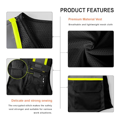 Safety Vest for Women 9 pockets Womens Safety Vest, Black S - color: Black, size: Small
