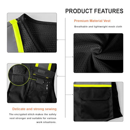 Safety Vest for Women 9 pockets Womens Safety Vest, Black S - color: Black, size: Small