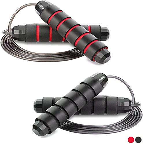 Redify Adjustable Jump Rope,Jump Ropes for Fitness for Men Women - color: Red,Black