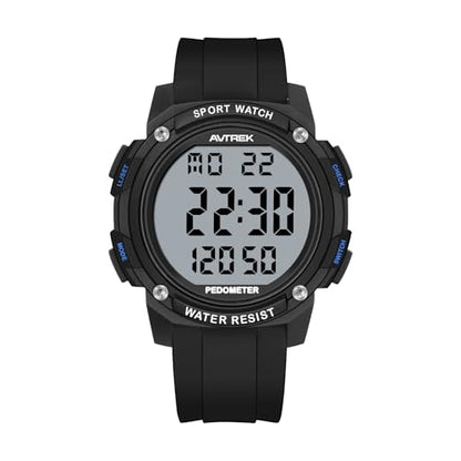 AVTREK Pedometer Watch for Walking Steps and Miles No Bluetooth/APP Needed - color: Black