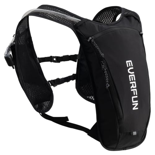 EVERFUN Hydration Backpack Running Vest Small Hiking Water Backpack with 1.5L Water Bladder, Lightweight Reflective Hydro Pack for Trail Running, Biking, Race, Marathons - color: Black