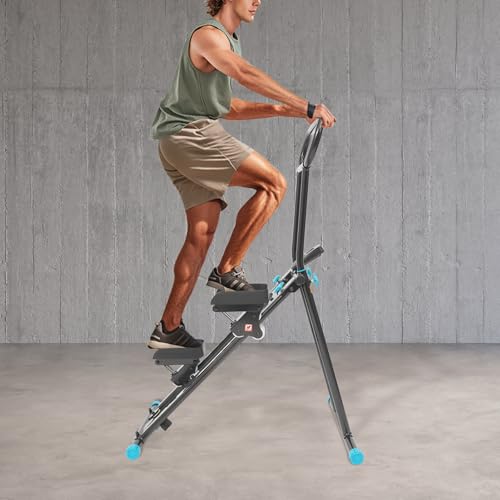 Stair Stepper Vertical Climber Machine with LCD Screen Compact Folding Cardio Exercise Climber Stair Climber for Living Rooms, Home Gyms, Apartments Foldable Design 300 lbs Capacity - color: Black