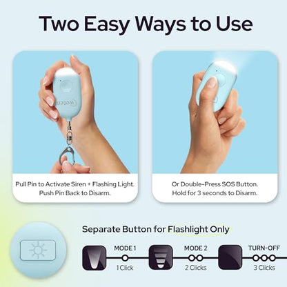 Personal Safety Alarm Keychain for Women, 130dB Siren, Rechargeable, 2 Pack - color: G - Pink&Blue