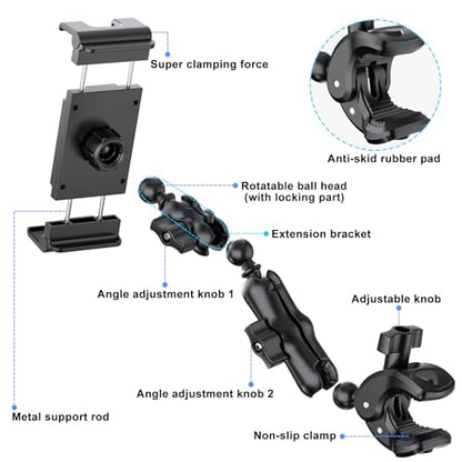 PLDHPRO Tablet Mic Music Holder for iPad Clamp Mount Stand, Microphone Tripod Treadmill Stroller Spin Bike Exercise Handlebar Accessories Compatible iPhone iPad Galaxy Tab 5.5-14.6'' Phones Tablets - size: 6.1 in Arm