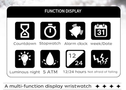 FANMIS Men's Digital Sports Watch Big Face Stopwatch Outdoor Rubber Strap - color: Deep Blue