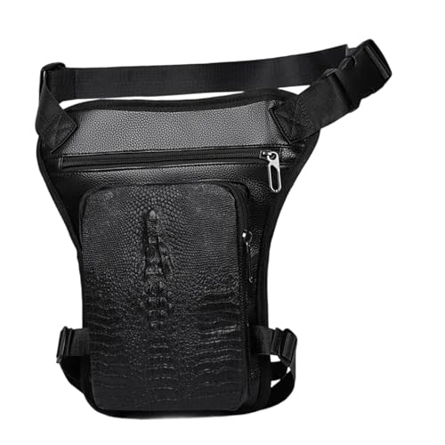 Milageto Drop Leg Bag, PU Tactical Thigh Pack with Detachable Leg Strap, Multi-Pocket Zippered Waist Pack for Outdoor Cycling and Hiking - color: Style E Black