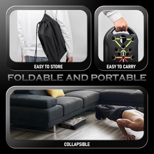 JLoibao Push Up Board, Portable Pushup Board for Men, Foldable Push Up Bar - color: Grey