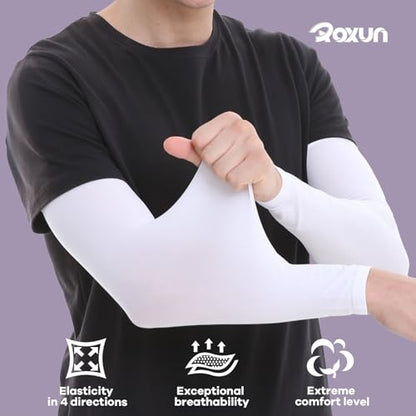 ROXUN Arm Sleeves Cooling UV Sun Protection Sport Compression for Men Women - color: 2 Black+dark Gray+light Gray