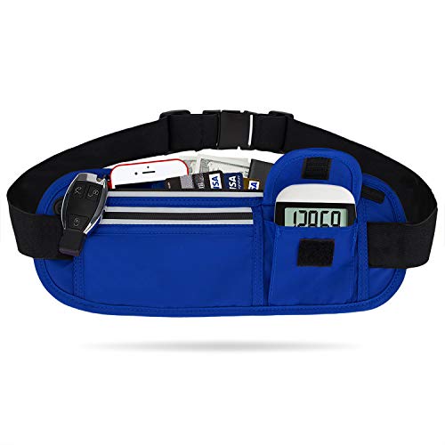 Slim Running Belt Fanny Packs for Women Men, Reflective Waist Pack Phone Holder for Walking Fitness Workout Exercise,Water Resistant Running Travel Belt Bag Jogging Pouch, Gym Accessories for Runner - color: Blue, style: Running Travel Belt