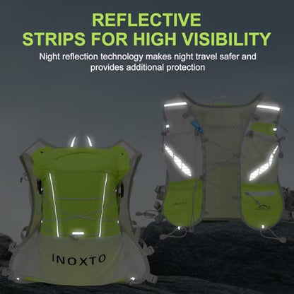 IX INOXTO Running Vest Hydration Backpack, Lightweight Running Backpack Hydration Pack with 1.6L Water Bladder Daypack for Trail Running Hiking Cycling Race Marathon for Women Men - color: Green