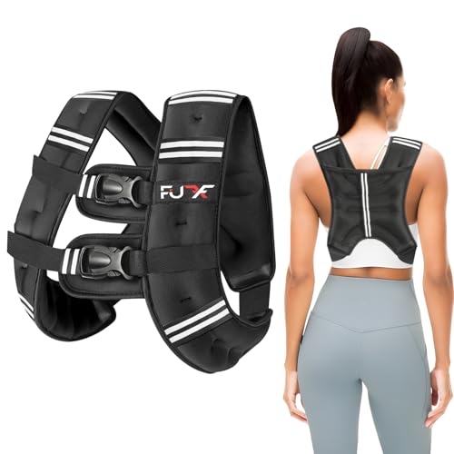 FUFF Weighted Vest Woman, 20 LB Womens Weight Vest for Walking, Strength Training Weight Vests for Female Men, Reflective Stripe Fitness Body Vest for Workout Running Jogging (Black)