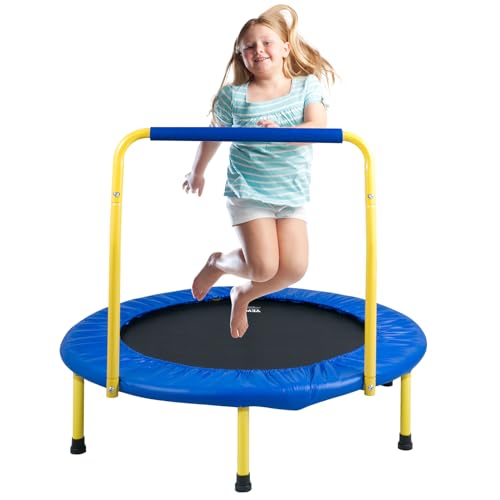 VEVOR 3FT Trampoline 36" Trampolines Indoor/Outdoor Trampoline for Toddlers, Foldable Mini Baby Jump Toy with Foam Handle, Recreational Trampolines Birthday Gift for 3+ Years Kids - color: Blue, size: 3FT