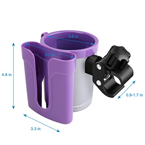 Accmor Stroller Cup Holder with Phone Keys Holder, 3-in-1 Universal Cup Holder, Drinks Bottle Holder for Stroller, Bike, Wheelchair, Walker, Scooter - color: Grey Purple