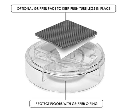 Slipstick CB658 Stack-Its 1 Inch Adjustable Bed Risers/Furniture Risers (Set of 8) Lifts Height 1", 2", or 3" When Stacked - Clear Heavy Duty Raisers - color: Clear, size: 8 Set
