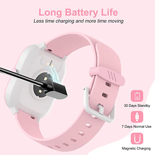 Kids Fitness Tracker Watch, IP68 Kids Waterproof Smart Watch - color: Pink