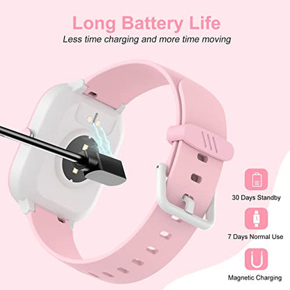 Kids Fitness Tracker Watch, IP68 Kids Waterproof Smart Watch - color: Pink