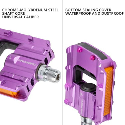 Folding Bike Pedals, All Aluminum Alloy Non-Slip Bike Pedals - color: Purple
