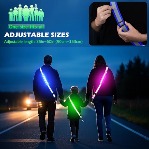 LED Reflective Night Walking Safety Gear,Adjustable Walking Light Belt, for Night Dog Walking,High Visibility Safety Lights for Walking at Night for Men Women Jogging Running Biking - color: Green
