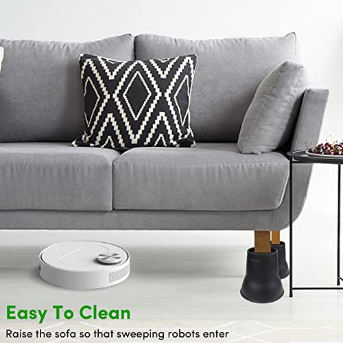 DEDU Bed Risers 6 Inch Heavy Duty 9 Pack, Furniture Risers with Caster Pads Supports Up to 6600 Lbs, Round Couch Risers for Sofas, Couch, Desk or Chair (Black) - size: 6 inch