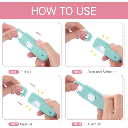 Tellegloww 6 Pcs 130 dB Personal Safety Alarm for Women, Personal Alarm Keychains Loud Siren with LED Strobe Light & Low Battery Notice Rechargeable Self Defense Keychain for Mom(Multicolor,Snap) - color: White,Pink,Blue,Black, style: Snap