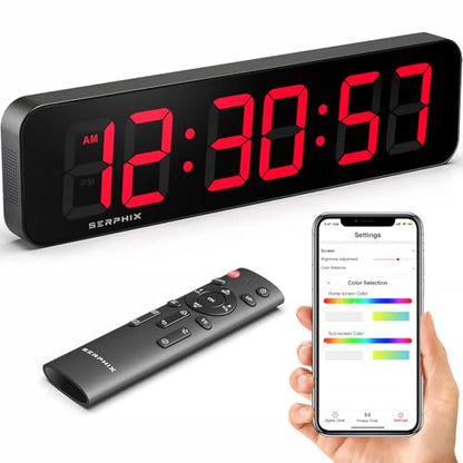 15.2" Large Digital Wall Clock with Seconds, Gym Clock Countdown Clock