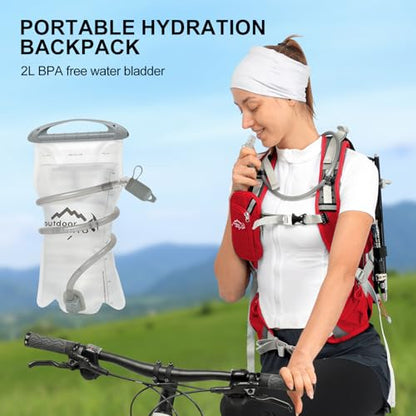 IX INOXTO 20L Hydration Backpack, Waterproof Hiking Internal Frame Backpacks with 2L Hydration Water Bladder and Rain Cover for Men, Lightweight Travel Daypack for Cycling,Camping,Ski (red) - color: Red