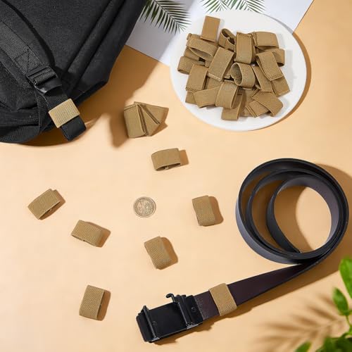 FINGERINSPIRE 40 Pcs Elastic Belt Keepers Nylon Loop Keepers 1.6x0.8Inch Military Webbing Holders Tactical Strap Clips Elastic Nylon Backpack Strap for Backpack Straps Gear Organization - color: Tan
