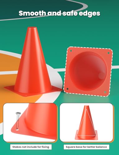 GHB Soccer Cones 7" 9" of 12 24 Pack Disc Soccer Sport Cones - color: 7" 12Pcs orange