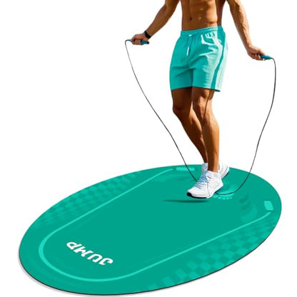 Jump Rope Mat Outdoor Indoor,Oval 52'' x 36'' Non-slip Fitness Exercise Mat - color: Green