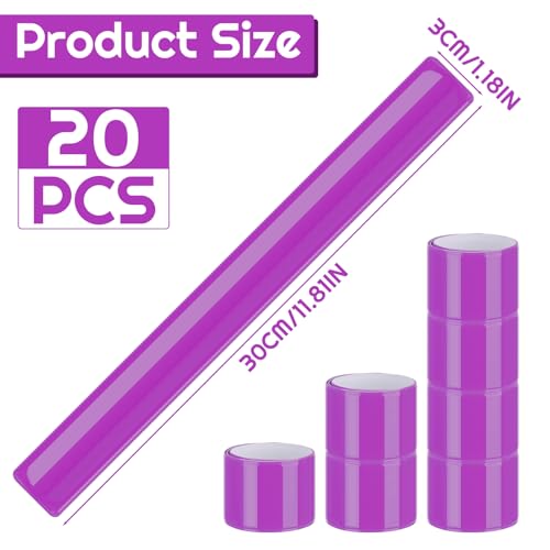 20 Pcs Reflector Snap Bands Fluorescent Slap Armbands - color: Purple