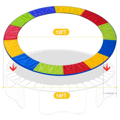 14FT Trampoline Replacement Safety Pad, Waterproof Foam Spring Cover, Tear-Resistant Edge Pad, Easy Install Spring Protection Cover (Multicolour)