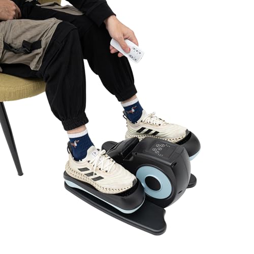 Under Desk Elliptical Machine, Electric Seated Leg Foot Pedal Exerciser, Portable Leg Exerciser with 5 Adjustable Speeds and Remote Control, Rehab Electric Elliptical Machine for Home, Gym - color: Blue