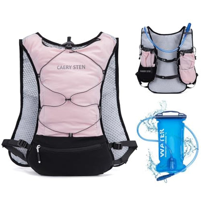 Lightweight Hydration Backpack, 1.5L Water Bag Running Vest - color: Pink
