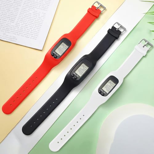 Kenning 3 Pcs Walking Running Pedometer Watch - color: Black,Red,White