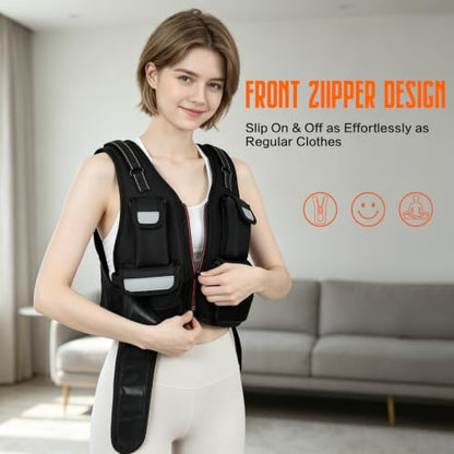 KRYLIX Adjustable Weighted Vest 0-18lbs Wide Range Adjustment Adjustable Shoulder Straps 12 Removable Iron Sand Bags Storage Pocket Reflective Strips for Running Walking Workout Training Washable for Women Woman