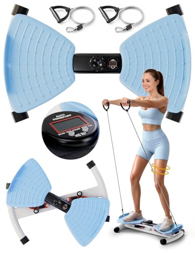 Waist Twister Machine Exercise, Ab Twist Board with Smart LED Digital Counter, Supports 300 lbs, Noiseless, Anti-Slip, Compact Portable for Home Gym Workout Equipment (Blue)