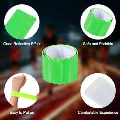 PATIKIL Reflective Slap Bands, Reflector Band Snap Bracelet Armbands High Visibility Safety Reflectors Wrist Strap Strips for Night Jogging Cycling Running Hiking - color: Green