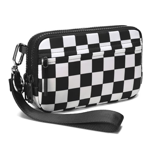 FODOKO Wristlet wallets for Women RFID crossbody bags with 4 Zippers - color: Black