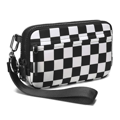FODOKO Wristlet wallets for Women RFID crossbody bags with 4 Zippers - color: Black