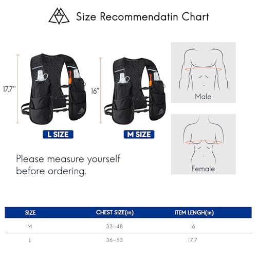 Haimont 5L Trail Running Hydration Vest with Soft Flasks - color: Black, size: Medium