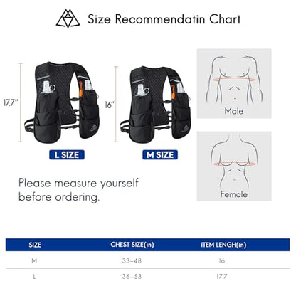 Haimont 5L Trail Running Hydration Vest with Soft Flasks - color: Black, size: Large